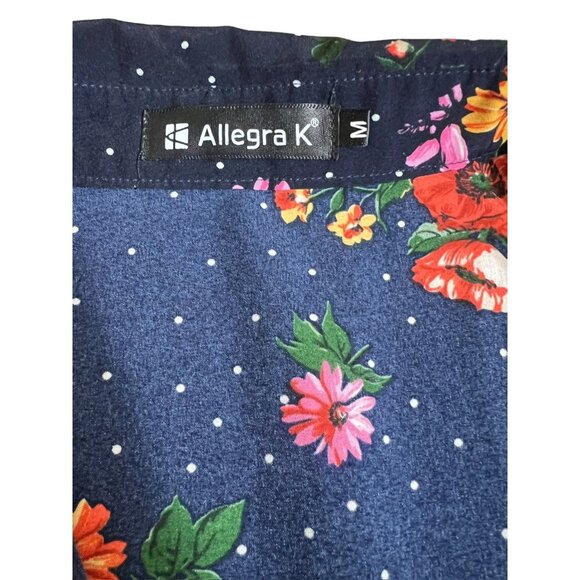 Allegra K Women's Navy Blue Polka Dot Dress - Picture 3 of 7